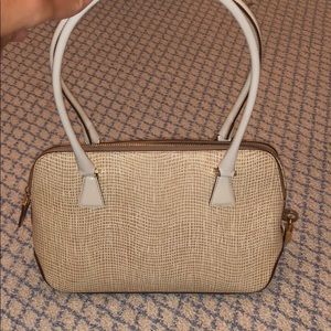 Salvatore Ferragamo White and Beige Hand Bag